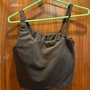 Women’s Brown Asymmetric Strap Tank Top